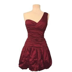 BCBGMaxAzria Burgundy One Shoulder Bubble Mini Dress Size 6